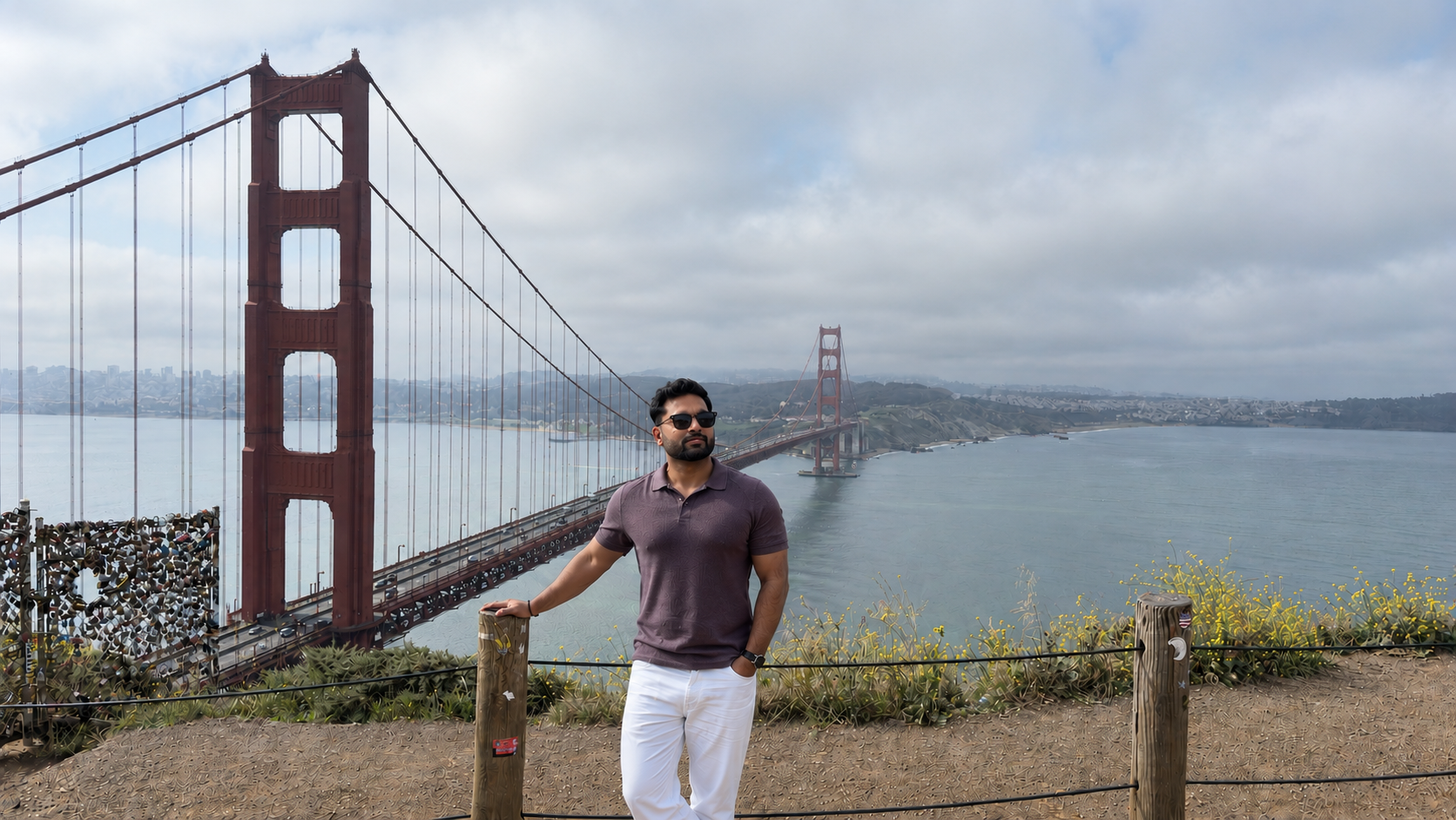 Ashwin Kulkarni at the Golden Gate Bridge, San Francisco