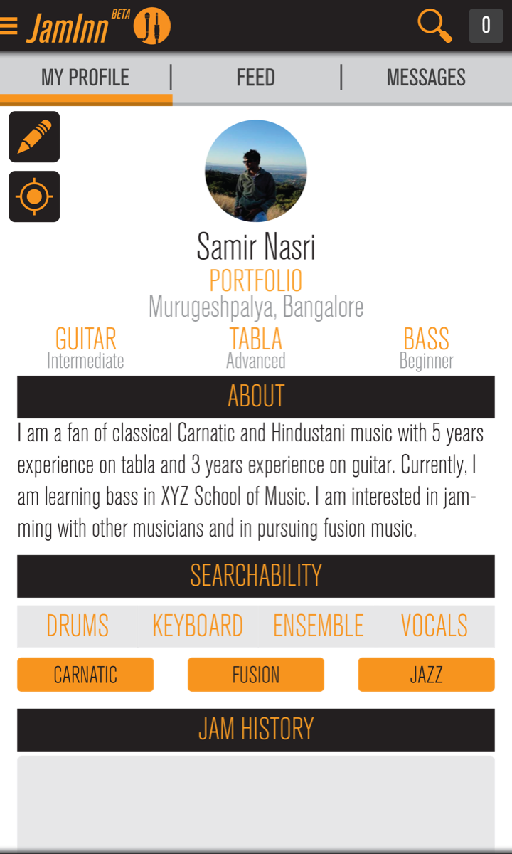 Profile screen