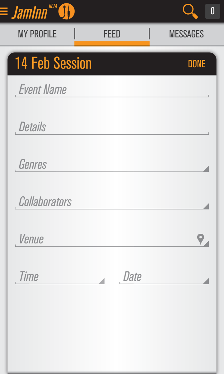 New session screen